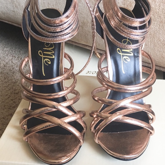Rose Gold Strappy Heels - Picture 4 of 8